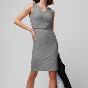 WHBM Sleeveless Belted V-Neck Sheath Dress, size 6, NWT